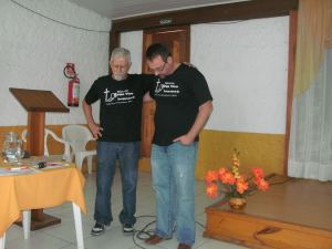 Praying with the leader of LBM Brazil